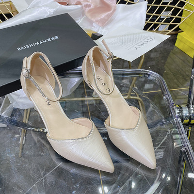 Uus mudel naiste teravatipulised kivide ja pandlaga kingad