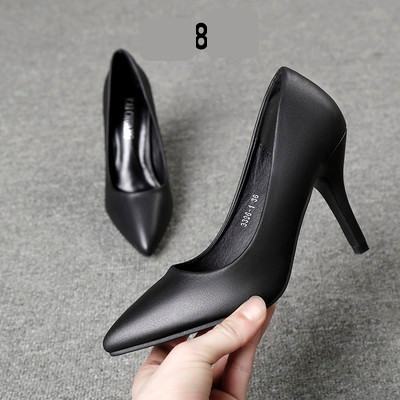 Kõrge õhukese kontsaga naiste kingad ökonahast