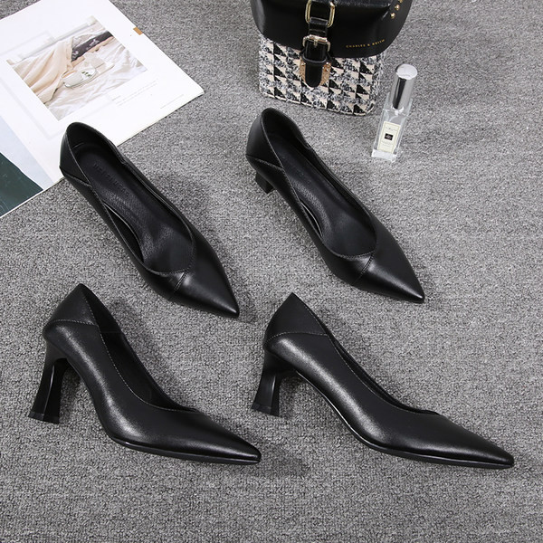 Öko-nahast paksu kontsaga naiste teravatipulised kingad