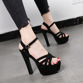Uus mudel rihmadega ja 14 cm kõrge kontsaga naiste sandaalid ökoseemisnahast