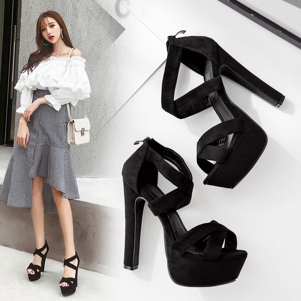 Naiste sandaalid 14cm kontsaga ja metallkinnitusega