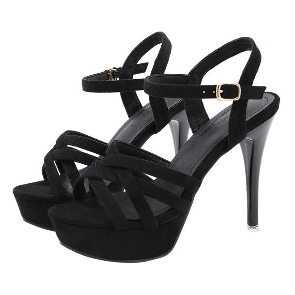 Naiste ökoseemisnahast või rihmadega sandaalid ja õhuke 12 cm konts