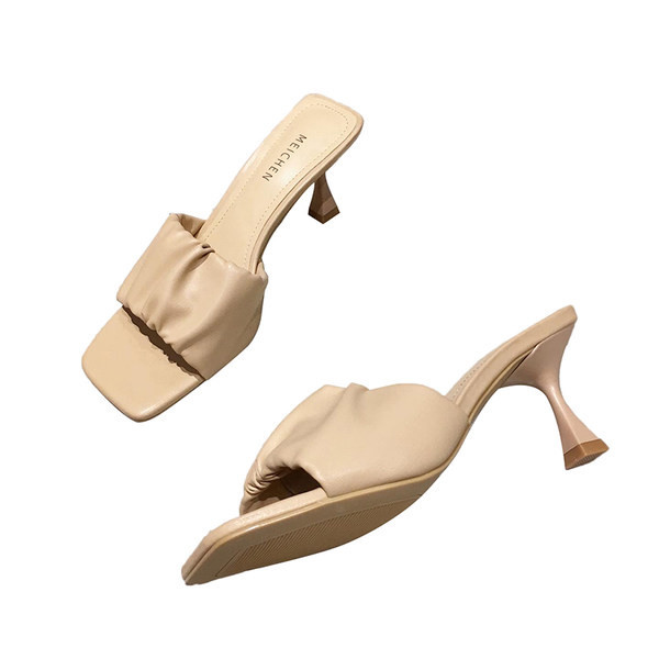 Naiste kandilised kunstnahast õhukese kontsaga sussid