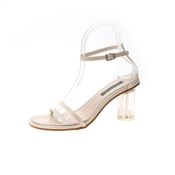 Läbipaistva kanna ja pandlaga naiste sandaalid