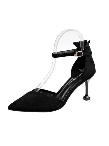 Öko-seemisnahast naiste kingad 8 cm kontsa ja rihmaga