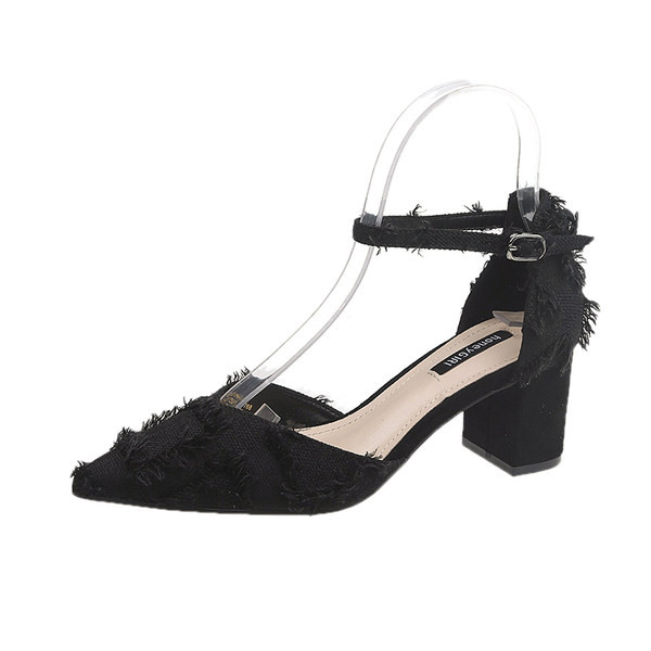 Naiste kingad 6 cm paksuse kontsa ja rihmaga