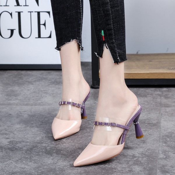 Naiste terava otsaga sussid värvilise läbipaistva rihma ja metallelemendiga