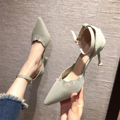 Γυναικεία υφαντικά παπούτσια με αγκράφα και τακούνι 8,5 cm