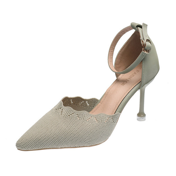 Γυναικεία υφαντικά παπούτσια με αγκράφα και τακούνι 8,5 cm