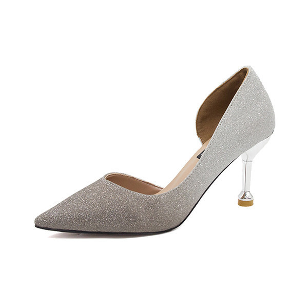 Γυναικεία παπούτσια με γυαλιστερή επίδραση σε δύο χρώματα