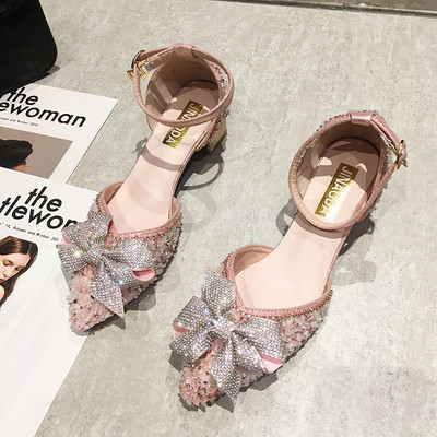 Κομψά γυναικεία παπούτσια με πέτρες και κορδέλα σε διάφορα χρώματα