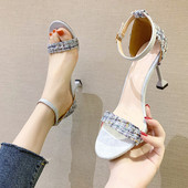 Naiste sandaalid rihma ja 8 cm kontsaga