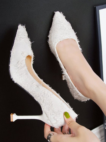 Νέο μοντέλο γυναικεία υφασμάτινα παπούτσια με τακούνι 10 cm