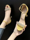 Νέο μοντέλο γυναικεία σανδάλια με διακοσμητικές πέτρες και ψηλό τακούνι 6 cm