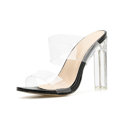 Γυναικείες παντόφλες με ύψος 11,5 cm και διαφανείς ιμάντες