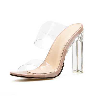 Γυναικείες παντόφλες με ύψος 11,5 cm και διαφανείς ιμάντες