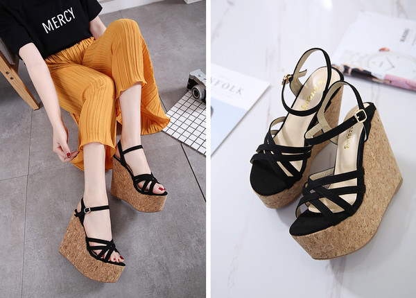 Casual γυναικεία σανδάλια με λουράκια από έκο δέρμα και πλατφόρμα ύψους 11,5 cm