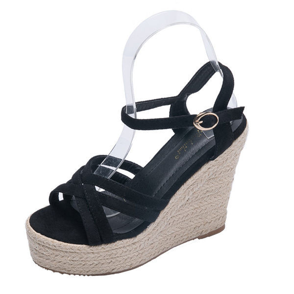 Σύγχρονα γυναικεία σανδάλια με λουράκια και πλατφόρμα ύψους 12 cm