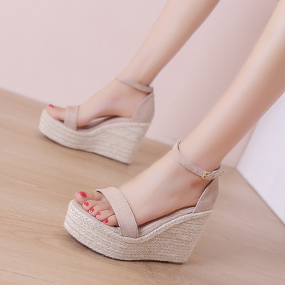 Vabaaja naiste sandaalid pandlaga ja 10,5 cm platvormiga