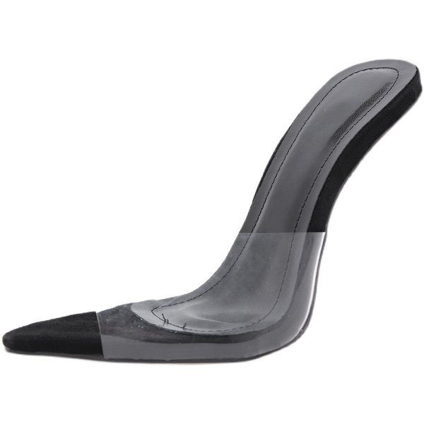 Γυναικείες παντόφλες με λεπτό τακούνι 12,5 cm και διαφανα λουράκια