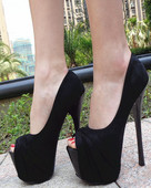 Γυναικεία παπούτσια από οικολογικό σουέτ με ψηλό τακούνι -16 cm