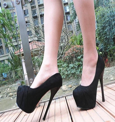 Γυναικεία παπούτσια από οικολογικό σουέτ με ψηλό τακούνι -16 cm