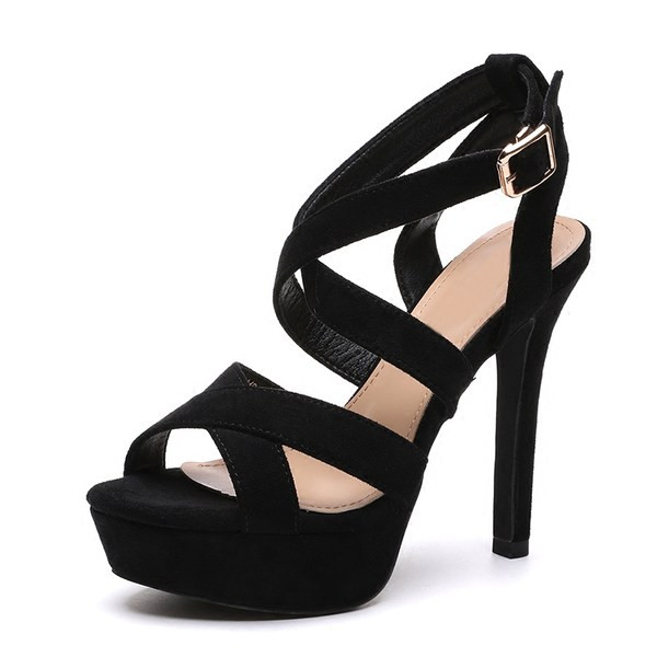 Stiilsed naiste sandaalid rihmade ja kontsaga 12 cm