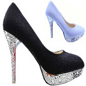 Naiste kõrge kontsaga kingad ja kivid mitmes värvitoonis