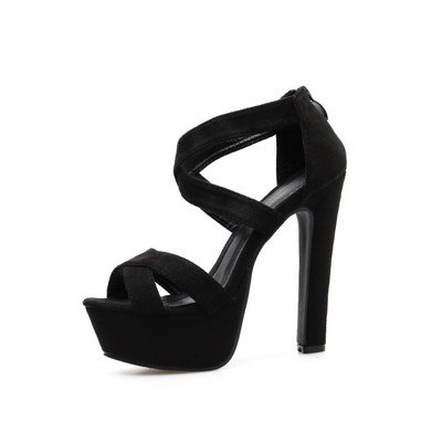 Γυναικεία έκο δερμάτινα σανδάλια με αγκράφα και ψηλό τακούνι