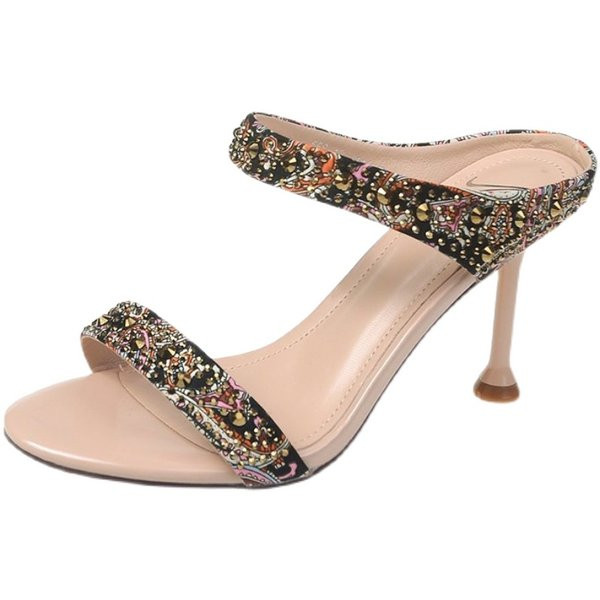 Παντόφλες μοντέρνες γυναικείες με τακούνι  7,5 cm