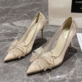 Νέο μοντέλο γυναικεία παπούτσια με κορδέλα και διακοσμητικές πέτρες