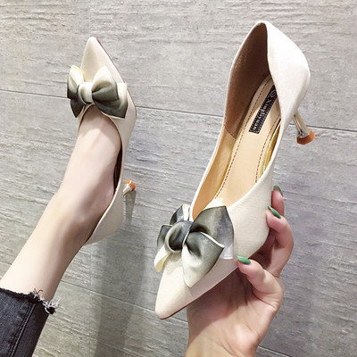 Νέο μοντέλο γυναικεία επίσημα παπούτσια με κορδέλα 3D και χρυσό τακούνι