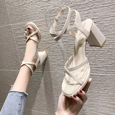 Γυναικεία σανδάλια από οικολογικό δέρμα με τακούνι 7 cm