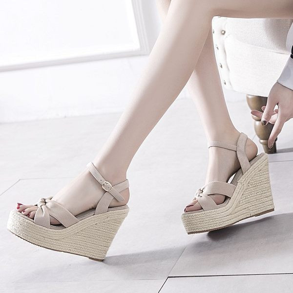 Uus mudel ristrihmadega ja kõrge platvormiga naiste sandaalid 12 cm