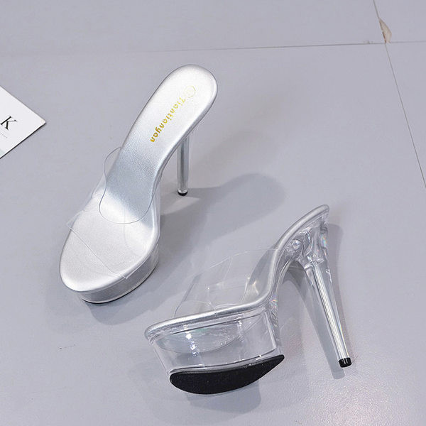 Moodsad naiste sussid silikoonrihma ja 15 cm kõrge kontsaga