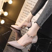 Naiste teravatipulised rihma ja pärlitega kingad