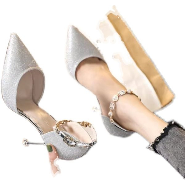 Naiste teravatipulised rihma ja pärlitega kingad