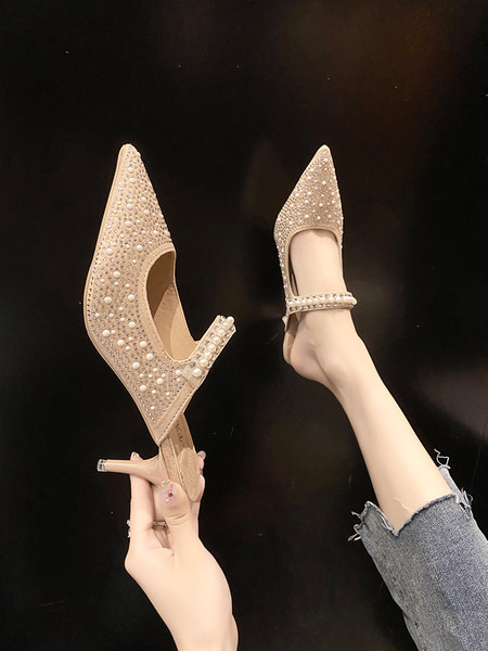 Naiste teravatipulised pärli kaunistusega kingad - kaks mudelit