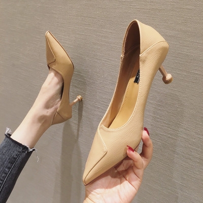 Κομψά γυναικεία παπούτσια με λεπτό τακούνι - μπεζ, μπορντό και μαύρο χρώμα