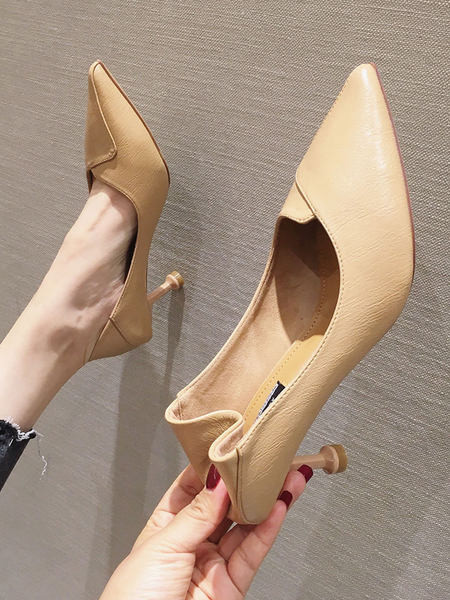 Κομψά γυναικεία παπούτσια με λεπτό τακούνι - μπεζ, μπορντό και μαύρο χρώμα