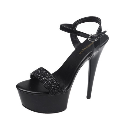 Μοντέρνα γυναικεία σανδάλια με αγκράφα και τακούνι 15 cm