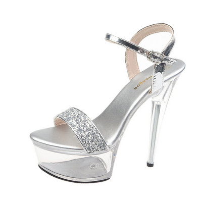 Μοντέρνα γυναικεία σανδάλια με αγκράφα και τακούνι 15 cm