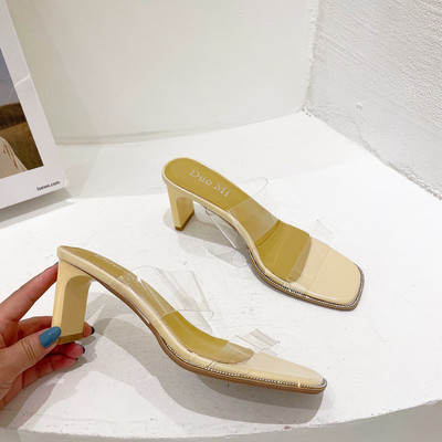 Γυναικείες παντόφλες με λουράκι σιλικόνης και τακούνι σε διάφορα χρώματα