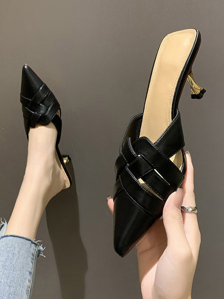 Igapäevaseks kasutamiseks sobivad ökonahast õhukese kontsaga naiste sussid