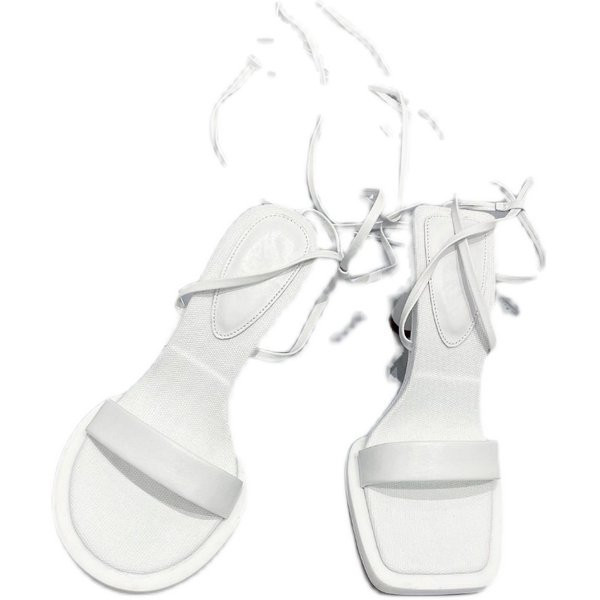 Γυναικεία σανδάλια με κορδόνια και ψηλά τακούνια σε δύο χρώματα