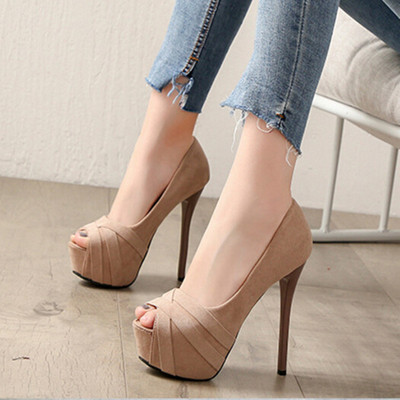 Μοντέρνα γυναικεία παπούτσια με πλατφόρμα και τακούνι 14 cm