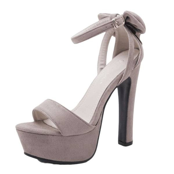 Νέο μοντέλο κομψά γυναικεία σανδάλια από οικολογικό σουέτ με κορδέλα και τακούνι 13,5 cm ή 10 cm