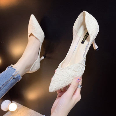 Naiste elegantsete riidest kingade uus mudel õhukese 6 cm kontsaga