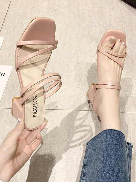 Naiste vabaaja sussid paksu kunstnahast kontsaga