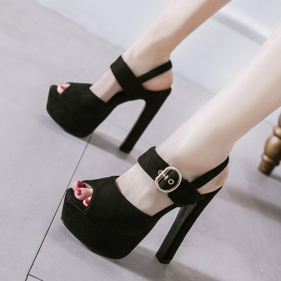 Uus mudel pandlaga ja 14 cm kõrge kontsaga naiste sandaalid musta värvi